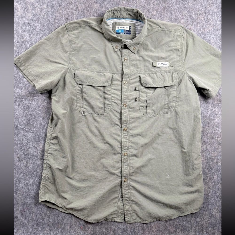Magellan Outdoors Fish Gear MagWick Angler Fit Button Green Men’s‎ Shirt Size XL